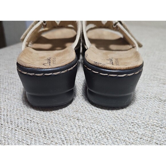 Clarks Bendables 65567 Shoes Women's Size US 7.5M Leather Slides Wedge Sandals - Picture 15 of 15